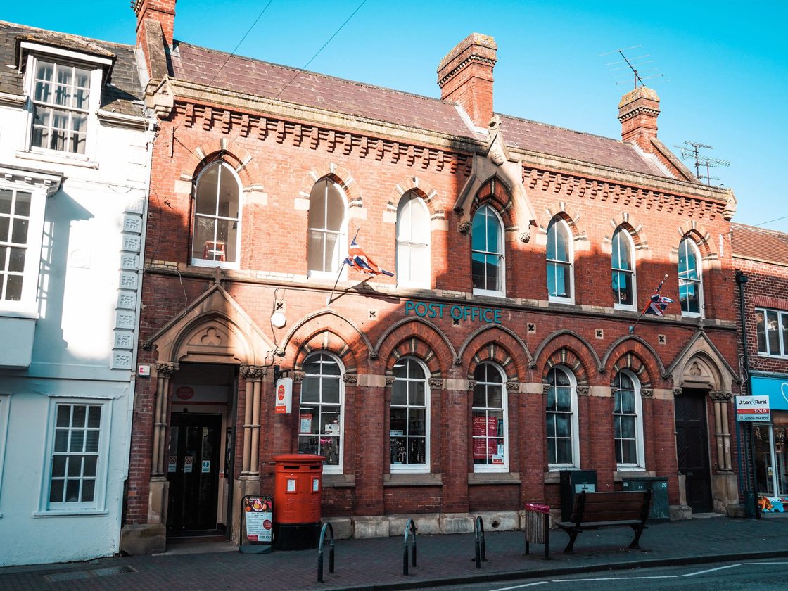 Newport Pagnell Post Office seen from across the High Street